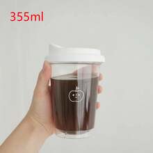 Botella de agua de plástico Kawaii para jugo, té de la leche, café, escuela Tritan, botella para beber a prueba de fugas, tazas creativas portátiles sin BPA - blanco-355ml - Ver 12