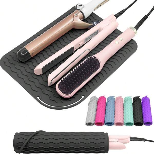 1 قطعة حصيرة أداة تصفيف الشعر الساخنة، حصيرة مقاومة للحرارة بمقاس عالمي لتخزين ماكينات تقويم الشعر والمكواة، حصيرة تصفيف الشعر مقاومة للحرارة من السيليكون لعزل الحرارة لمكواة الشعر والمكواة المسطحة والمكواة الدوارة، لحماية أدوات تصفيف الشعر الخاصة بك مع هذه الحصيرة العازلة للحرارة المضادة للانزلاق للمطاعم والفنادق والأعمال التجارية