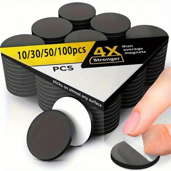 Magnetic Dots - Self Adhesive Magnet (0.8" X 0.8") Peel & Stick Circles Industrial Flexible Sticky Magnets Sheets Is Alternative To Squares, Stickers, Strip And Tape (5/10/15/20/25/30/35/40/50/100 Pcs)