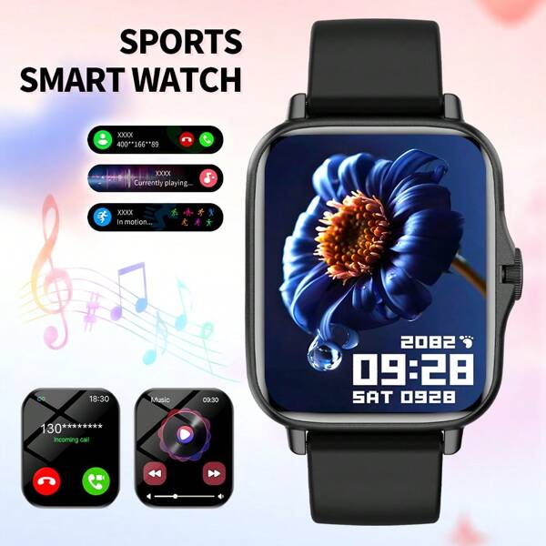 Hot New 1.44-Inch HD Display Full Screen Touch Control Smart Watch With Silicone Strap For Men And Women, Capable Of Pulling, Answering, Counting Steps, Calories, Multi Sport Mode, Call Information Reminder, Multi Functional Exercise Smart Watch, Suitable For Android And Apple System Phones