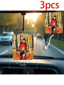 Customized Family Photo Car Palaroid Ornament, Custom Gift For Road Trips Travelers Cutout,Drive Keepsake For Love One Acrylic Ornament