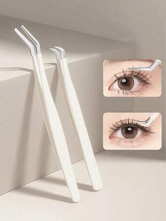 4 件套专业精密睫毛延长镊子，适用于假睫毛应用，DIY 睫毛夹镊子，睫毛美容院工具套装，非常适合初学者和专业睫毛技师轻松涂抹和去除睫毛 - 专业不锈钢镊子