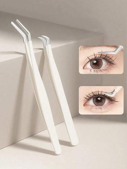 4 件套专业精密睫毛延长镊子，适用于假睫毛应用，DIY 睫毛夹镊子，睫毛美容院工具套装，非常适合初学者和专业睫毛技师轻松涂抹和去除睫毛 - 专业不锈钢镊子