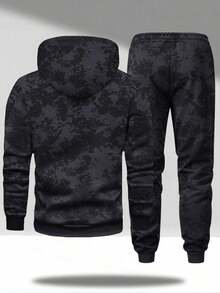 2pcs Men's Spring Autumn Tie-Dye Washed Zip-Up Hoodie Sweatshirt And Drawstring Jogger Pants Set, Letter & Number Print Pattern, Hooded Sweatshirt With Drawstring And Pockets, Pants With Drawstring Waist, Suitable For Street Fashion, Jogging, Commuting, Travel, Outdoor, Ideal Gift For Husband Or Boyfriend In Spring, Autumn And Winter - Multicolor - View 3