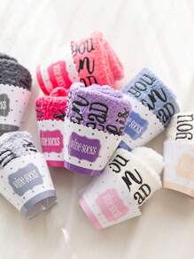 1 Paar kreative personalisierte Geschenksocken, rosa Schleifensocken, Kuchensocken, Korallfleecestrümpfe, rutschfeste Hausstrümpfe, Damen Mittellange Socken, Paar-Socken