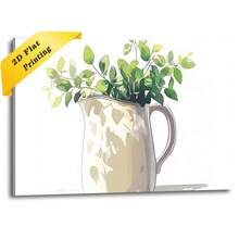 1pc 30*40cm(12x16inch) Canvas Framed Wall Art Kitchen Sage Green Plant Poster Modern Canvas Print Framed Wall Art Painting Ready To Hang Office Living Room Home Decor Picture Artwork Decor.Stretched And Framed Ready To Hang.