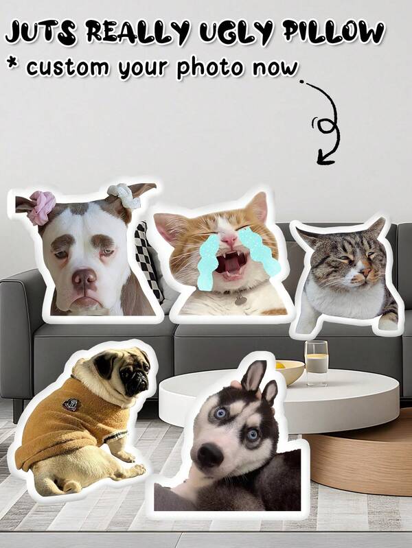 1PC Customized Personalized Ugly Pillows - Fun Pillows, Customized Pet Pillows, Customized Couple Photo Pillows, Suitable For Home Decoration, Festival Decoration, Birthday Gifts, Halloween Gifts, Valentine's Day Gifts, Wedding Gifts, Women's Gifts, Anniversary Gifts