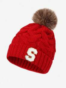 1 chiếc mũ len chữ cái cho bé, mềm mại, ấm áp và thoải mái, thích hợp cho bé trai và bé gái mặc ngoài trời vào mùa thu/đông. - Đỏ - Xem 50