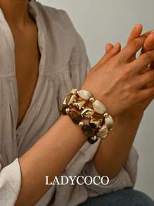 1pc Fashionable Vintage Bohemian, Exaggerated Thick Acrylic Beaded Bracelet, (Can Be Freely Matched Into Multiple Stacked Bracelets), Suitable For Women, Couples, Parties, Daily Wear, Luxury & High-End