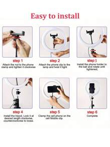 Set di illuminazione a LED, luce ad anello da 10 pollici, regolabile con 3 temperature di raffreddamento, alimentato USB senza uscita, equipped con Tripod da 43In, molletta per telefono cellulare, lampada in plastica, adatto per studio, fotografia, il live Broadcast è la prima scelta per regali di scuola Seasons adatti per fotografia fotografica, registrazione video, live streaming, riunioni di zoom, Vll Stady con luce per autoadesiva