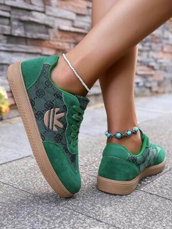 拼色运动鞋 - 拼色休闲运动鞋 - 系带、轻便、软底 - 散步、滑冰、日常穿着 - 女士 - 舒适、时尚、百搭 - 迈向时尚与舒适