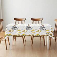 1pc Disposable Tablecloth With Engineering Vehicle Patterns For Boys' Birthday Christmas Decorations Autumn Decor Home Halloween Decoration Wedding Bedroom Decor Autumn Decor Room Decor Bedroom Room Decor Home Decor Back To School Holiday Essential Winter Decor