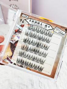 36 Büschel, 10-12 mm, Vogelstil, mit deutlichen Wurzeln, kein Kleber nötig selbstklebende einzelne Wimpern, Krümmung C/D, Stärke 0,07 mm, falsche Wimpern segmentierte Büschel Wimpern, natürlicher Look Cartoon, Manga Stil