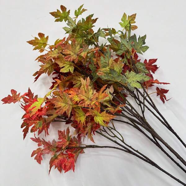 1pc 42.52 Inch Artificial Silk Maple Leaf Branch Set, Autumn Decorative Stems, Artificial Maple Leaves, Wedding Bouquet, Thanksgiving Decor