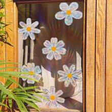 1set Sunlight Colorful Window Stickers! Glue-Free Static Cling Daisy Holographic Stickers, Nursery Window Decor, Changes Color In Sunlight, Suitable For Boys/Girls Room, Everyday & Holiday Decoration