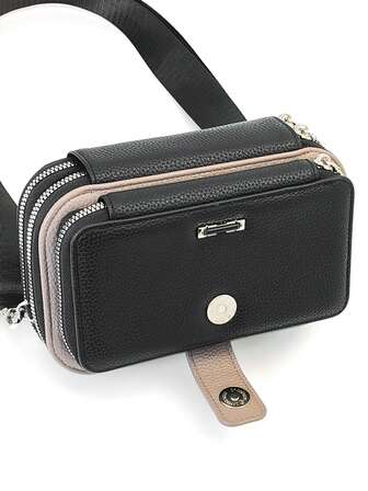 MINGYOU Yeni Messenger Cüzdan Moda Nakışlı Yumuşak Çift Fermuarlı Çok Fonksiyonlu Büyük Kapasiteli Cep Telefonu Çantası, Tatlı Sevimli Zarif Kadın Genç Öğrenci Messenger Çantası, Alışveriş ve Hediye İçin Uygun