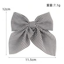 2个装女士时尚简约格纹蝴蝶结发夹，黑红爪夹发卡，适合上学、优雅、学院风、冬季女装、蝴蝶结、可爱、圣诞节装扮、发饰、新年魅力、头部配饰、发夹 - 彩色 - 查看 4