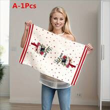 [1pc Or 5pcs Soft Microfiber Towel Set] Soft Microfiber Christmas Towel 1/5pcs Set - Holiday Cartoon Pattern With Snowflakes And Trees, Highly Absorbent, Modern Style, Knitted Fabric, 240gsm, Geometric Design, Polyester, Rectangular, Dish Towel