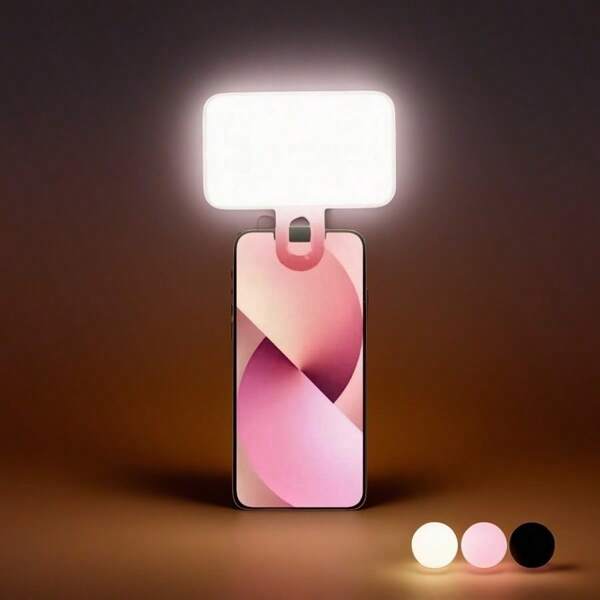 1PC White/Pink/Blue/Black Portable LED Selfie Ring Light With USB Charging, 3 Lighting Modes, Portable Lighting, Photo Beauty Halo Light, Live Clip Light Selfie Light, Suitable For Live Streaming, Video Conference Lighting, Photography And Video, Charming Gift, Nail Trimming, Eyelash Extension, Tattoo And Skin Care, Touch Button Control, Desktop Beauty Fill Light 150mAH