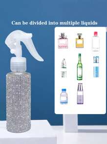 1个200毫升镶钻喷雾瓶，奢华闪亮风格，简约圆柱形，适用于化妆品、家居清洁、头发护理、消毒、浇花等。
