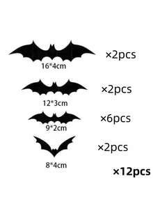 120 piezas de decoraciones de Halloween, pegatinas de murciélagos negros, calcomanías de murciélagos 3D, decoraciones para fiestas, pegatinas de pared para ambientación de escena