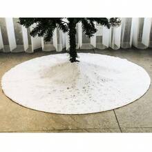 Jupe pour sapin de Noël en peluche de 78 cm/90 cm/120 cm/155 cm, blanche et moelleuse avec des éléments de flocons de neige. Jupe de décoration pour sapin de Noël, convient pour différentes tailles d'arbres, pour la décoration de Noël et du Nouvel An, décoration de la maison, décoration de la pièce, décorations de Noël d'hiver, cadeaux de Noël, décorations de Noël - Argent - Voir 8