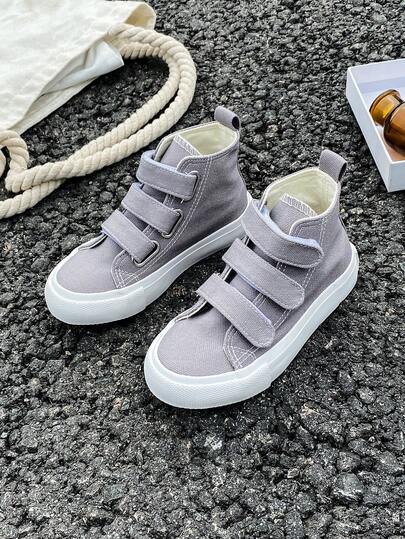 OPOEE 黑色布鞋幼儿小白鞋中帮运动鞋儿童帆布鞋春秋韩版简约款男童女童鞋时尚低帮休闲系带运动鞋经典低帮帆布鞋休闲运动滑板童鞋
