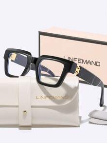 LINFEMAND Fashion Square Frame Lightweight Decorative Non-Prescription Glasses, Metal Hinges, Suitable For Daily Wear, Business, Holiday Gifts - Clear - View 13