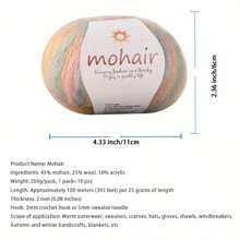 250g/Packung, 10 Stücke Farbverlauf Mohair Garn Kugeln, Zebra gestreifter Stil, DIY Strickmaterial für modische Hohlpullover, Schals, Mützen, Schals