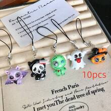 万圣节南瓜鬼卡通树脂吊坠手机挂绳，背包趣味装饰，可爱奇特手机挂绳，少女心软装饰，送给闺蜜/情侣的礼物，适用于手机、相机、钥匙扣、背包 - 彩色 - 查看 18