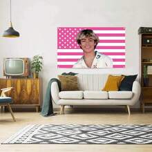 Tapiz de la bandera estadounidense de Malachi Barton, diseño de Estados Unidos de color rosa de Daniel, 150x90cm, poliéster con ojales de latón, decoración de pared Barton para dormitorio