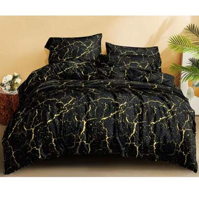 [FLORA CASA]- Couvre-lit gaufré surdimensionné Matelassage, Satin,230 x 250 cm, Noir doré