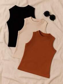 Kit Of 2 Children's Youth Tank Tops In Premium Ribbed Knit Assorted Colors - 彩色 - 查看 2