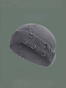 1 件男士街头风格亚克力保暖纯色铁环做旧便帽，百搭户外嘻哈帽，秋冬秋季服装 - 彩色 - 查看 16