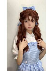 1 Stück minimalistisches Blumen-Karomuster Kleid mit Satinband & Rüschensaum, geeignet für Cosplay, Conventions, Lässig Alltag, Frühling/Sommer, Halloween Kostüm - Verschiedenfarbig - Übersicht 2