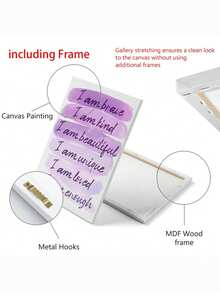 1 件积极肯定房间墙壁艺术，帆布印刷，带有励志名言，适合女孩的紫色卧室、育儿室、婴儿洗礼礼物，无框，海报礼物生日毕业 - 彩色 - 查看 9