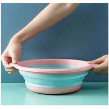 Foldable Wash Basin Set, Portable Plastic Basin Suitable For Travel, Camping, Laundry, Dorm Sink, Usable For Whole Family - Multicolor - View 3