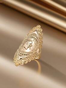 Herseygold 1pc Napoleon Coin Ring, Adjustable Size Flower Ring, European Commemorative Coin Ring, Wedding Gift - Gold - View 6