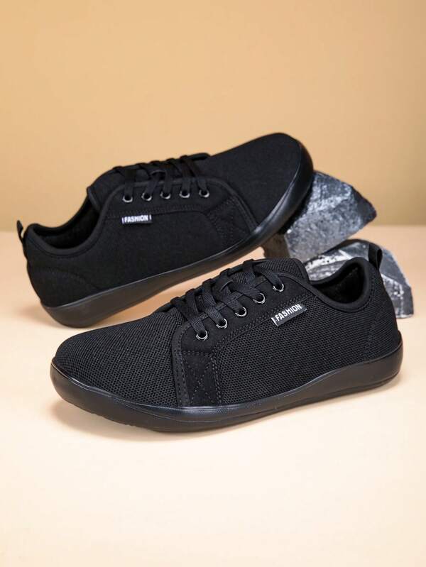 Zapatos deportivos cómodos con puntera ancha y suela gruesa - Zapatillas de estilo descalzo para hombres, zapatos casuales cómodos y antideslizantes, diseño de puntera ancha, parte superior de tejido transpirable, zapatos para correr cómodos para ir y venir, lavables a máquina