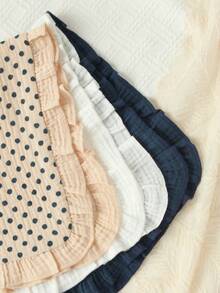 3 piezas de paños de muselina de algodón suaves y cómodos con un hermoso diseño de volantes, esencial para recién nacidos - Multicolor-01 - Ver 3