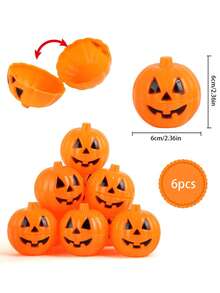 12pcs/6pcs/1pc Halloween Pumpkin Candy Buckets, Mini Pumpkin Buckets With Lids Kids Toy, Gag Toy Alternative - Yellow - View 12