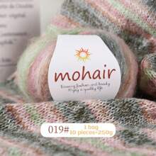250g/Packung, 10 Stücke Farbverlauf Mohair Garn Kugeln, Zebra gestreifter Stil, DIY Strickmaterial für modische Hohlpullover, Schals, Mützen, Schals