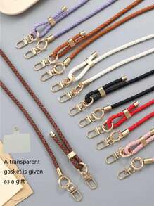 新款可调节编织皮绳斜挎包链条多功能手机挂绳带透明卡 - 彩色 - 查看 1