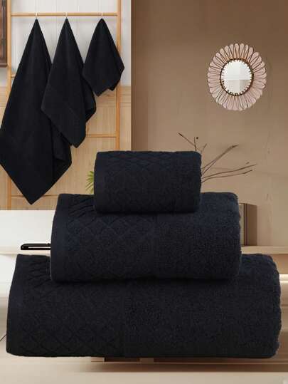 QIBHI 3/1pc 100% Cotton Solid Color Terry Towel/Face Towel/Bath Towel, 100% Cotton Terry, Bathroom Bath Towel/Towel, Guest Towel, Home Full Cotton Absorbent Soft Hand Towel, Suitable For Bathroom, Hotel, Gym, Travel, Gift, Salon, Sports, Outdoor, Beach, School, Back To School, Travel Accessories, Home Essentials, Towel, Skin Care