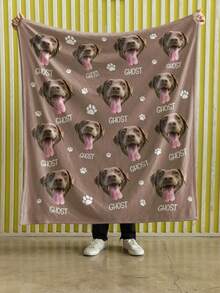 Personalized Pet Face Blanket, Name Custom Dog Blanket, Blanket With Custom Dog Face, Cat Picture Blanket, Dog Mom Gift, Gift For Dog Owners (4) - White - View 1