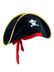 2pcs/Set Halloween Pirate Hat + Pirate Eye Mask - Skull Print Pirate Captain Costume Hat, Pirate Accessories, Party Hat, Masquerade, Cosplay Funny Captain Hat Valentines Gift - Multicolor - View 13