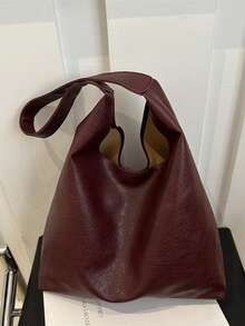 大容量时尚 Ankla 红色时尚通勤手提包，适合女士，二合一单肩和腋下托特包，用途广泛，2025 年秋冬新品 - 酒紅色 - 查看 8