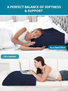 1个充气腿膝支撑垫，抬高腿部，楔形枕，轻柔抬腿，放松肌肉，缓解肿胀，充气楔形枕，睡眠腿枕，便携式腿枕，旅行必备，度假休闲配件