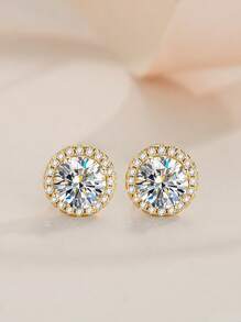 1 Pair 925 Sterling Silver Moissanite 0.5-1 Carat Screw Back Stud Earrings, Y2K Style Suitable For Women, Daily Wear, Vacation, Commute, Date, Party, Wedding, Great Gift For Bestie, Wife, Girlfriend, Birthday