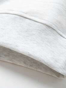 青少年时尚插肩袖半拉链条纹运动衫，秋季 - 淺灰色 - 查看 5